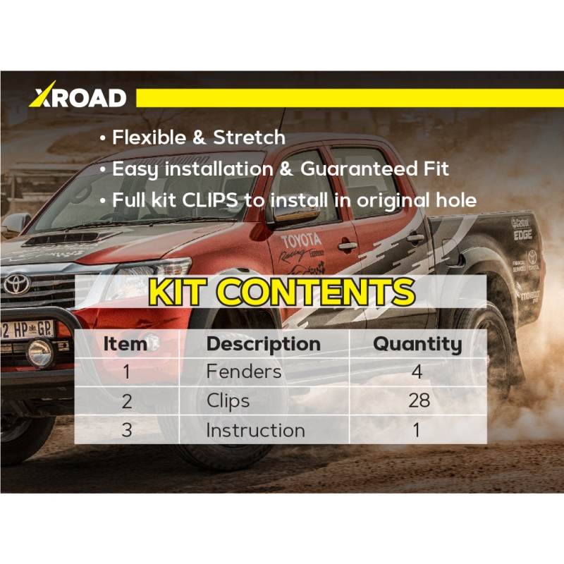Комплект офроудних пильників моторного відсіку з набором кліпс для Toyota Hilux G7 (2004-2014)