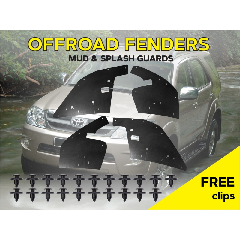 Комплект офроудних пильників моторного відсіку з набором кліпс для Toyota Fortuner G1 (2005-2015)