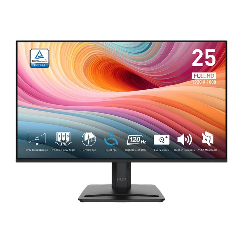 MSI 24.5" PRO MP251-E2 Monitor D-Sub, HDMI, DP, MM, IPS, 120Hz, sRGB 99%, AdaptiveSync