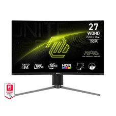 Монитор MSI 27" MAG 27CQ6PF 2x HDMI, DP, Audio, VA, 2560x1440, 180Hz, 0.5ms, sRGB 105%, CURVED, AdaptiveSync, HAS