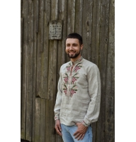 Men's embroidered shirt, natural linen, art. 4253