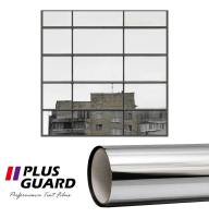Ударостійка захисна дзеркальна плівка на вікна Plus Guard Silver 15%, 4mil (100мкм), ширина 1,5м, довжина: на відріз, архітектурна, срібна (1 м.кв./0.66 пог.м.)